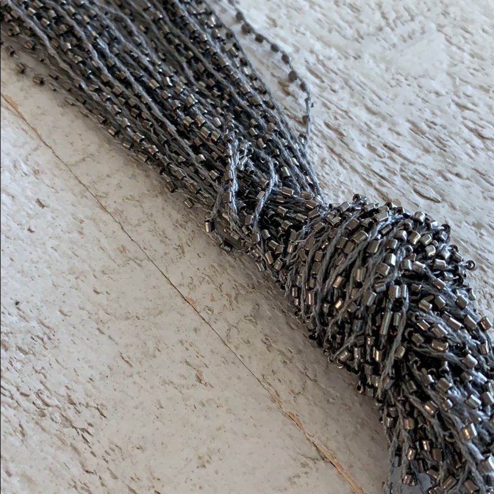 NWOT Grey Beaded Knot Necklace